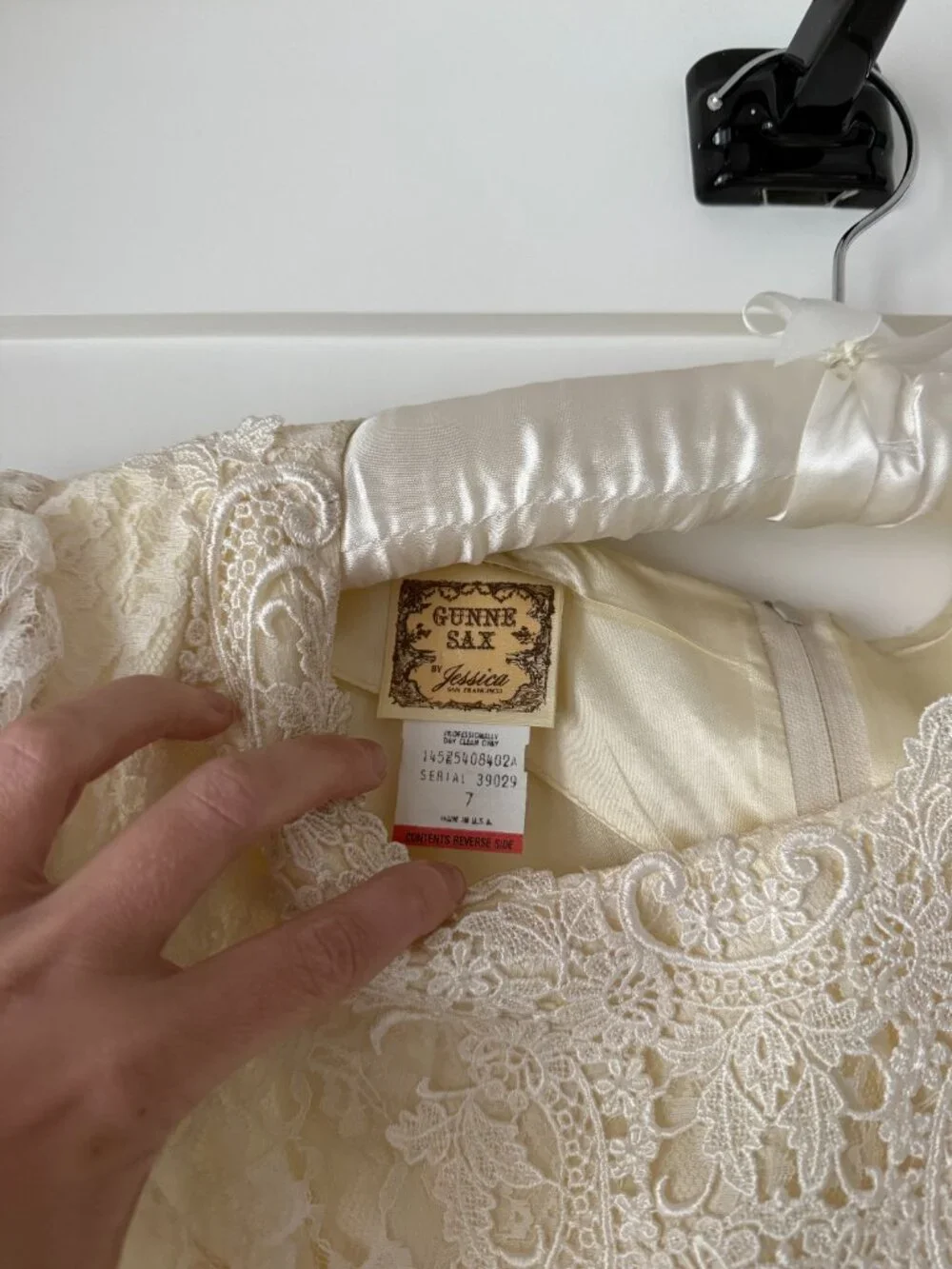 VTG 70s Gunne Sax Ivory Lace Dress Romantic Prairie Victorian Bridal Sz 7 - Picture 8 of 12